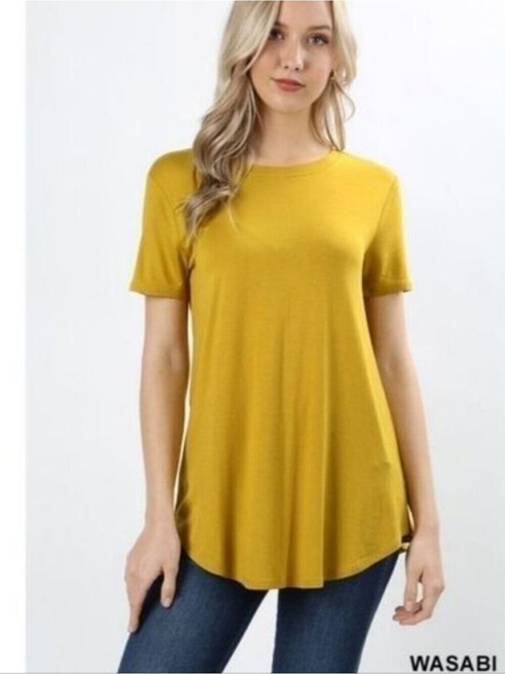 ZENANA Short Sleeve Wasabi Yellow color Top Size Large NWT